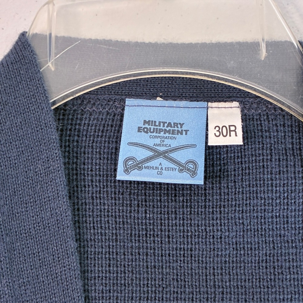 Military Equipment Cardigan Sweater Mens 30R Blue Epaulets Elbow Patch Utility - Picture 10 of 11
